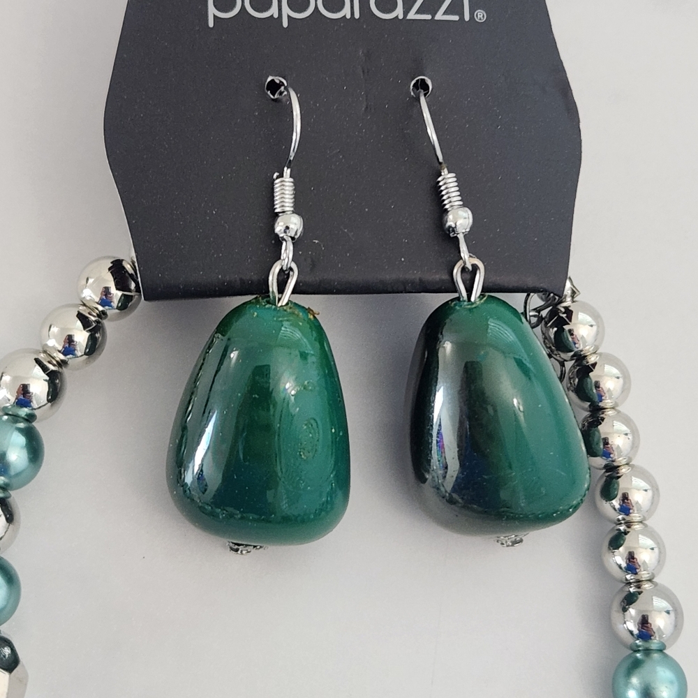 Paparazzi Bpho Teal & Turquoise Jewelry Set Necklace And Earrings - Picture 6 of 7